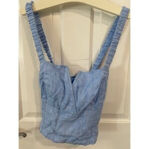 Anthropologie Size Large Linen Utility Corset V Neck Top New With Tags